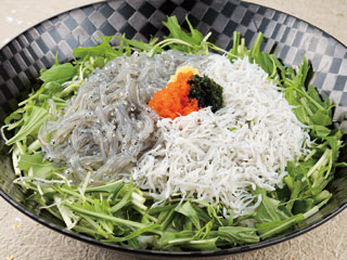 生しらす、釜揚げしらすのハーフ丼